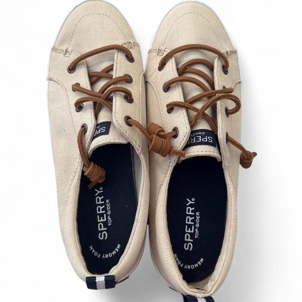 Sperry Top-Sider Canvas Boat Shoes Women’s Size 9 Cream Preppy Coastal